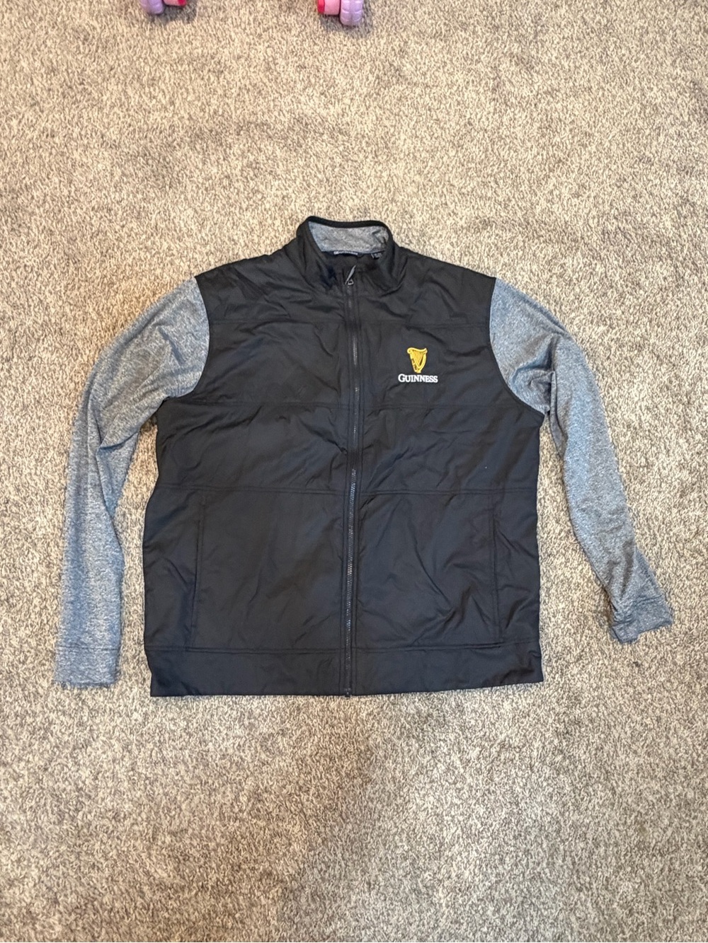 Guinness Black Quilted Vest with Heather Gray Sleeves - Men